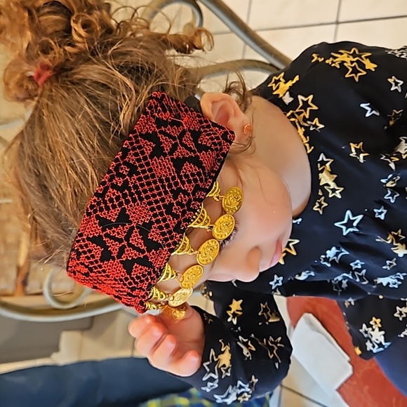 Jordanian Embroidered Thoub Toddler Cultural Dress 2T with Headband - Picture 6 of 6